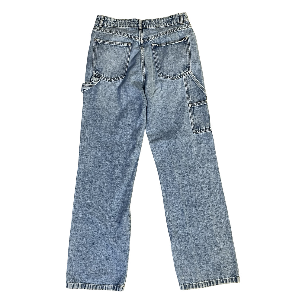 Zara Jeans Womens 6 Blue Carpenter Utility Straight Leg High Rise Denim